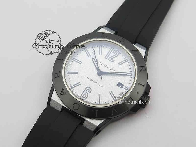 Diagono Magnesium PVD GF 1:1 Silver Textured Dial On Black Rubber Strap MIYOTA 9015