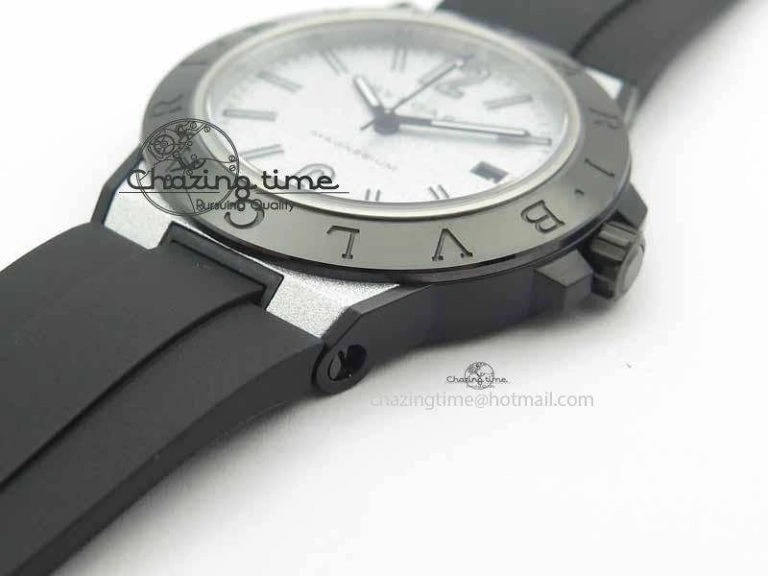 Diagono Magnesium PVD GF 1:1 Silver Textured Dial On Black Rubber Strap MIYOTA 9015