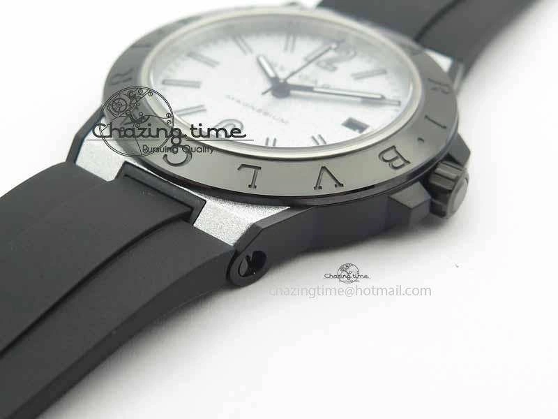 Diagono Magnesium PVD GF 1:1 Silver Textured Dial On Black Rubber Strap MIYOTA 9015