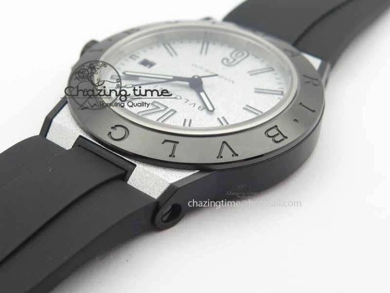 Diagono Magnesium PVD GF 1:1 Silver Textured Dial On Black Rubber Strap MIYOTA 9015