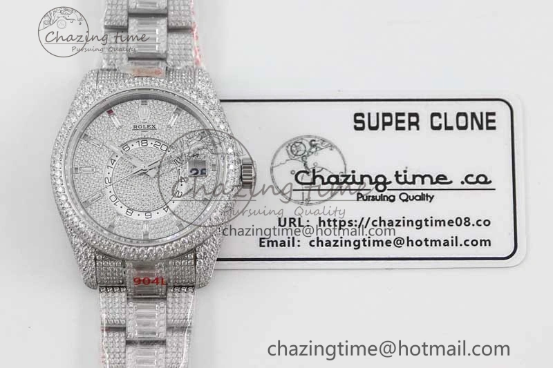 Diamond Skydweller SS TWF Best Edition Full Diamond Dial on SS Bracelet 23J to 9001