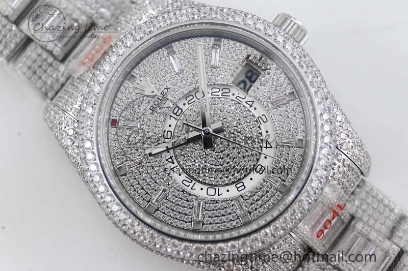Diamond Skydweller SS TWF Best Edition Full Diamond Dial on SS Bracelet 23J to 9001