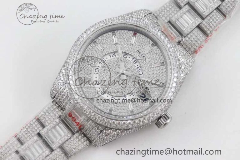 Diamond Skydweller SS TWF Best Edition Full Diamond Dial on SS Bracelet 23J to 9001
