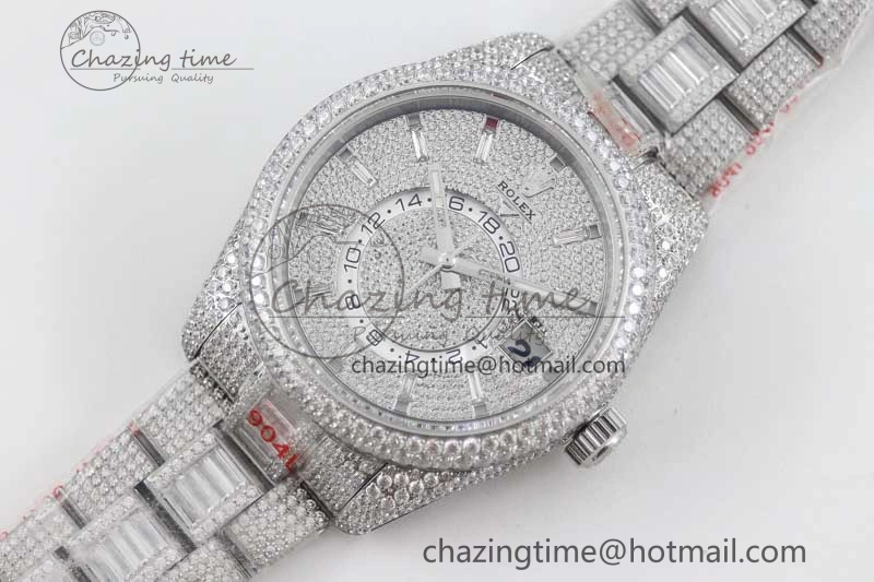 Diamond Skydweller SS TWF Best Edition Full Diamond Dial on SS Bracelet 23J to 9001