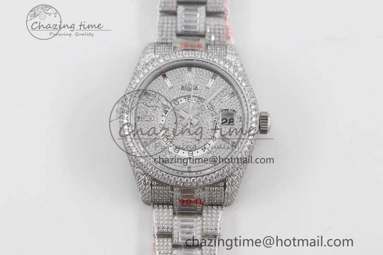 Diamond Skydweller SS TWF Best Edition Full Diamond Dial on SS Bracelet 23J to 9001