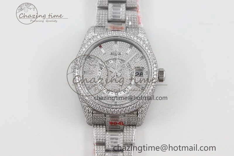 Diamond Skydweller SS TWF Best Edition Full Diamond Dial on SS Bracelet 23J to 9001