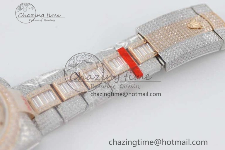 Diamond Skydweller SS RG TWF Best Edition Full Diamond Dial on SS RG Bracelet Asian 23J to 9001