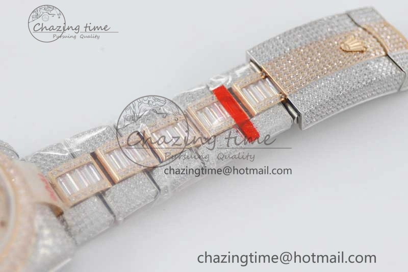 Diamond Skydweller SS RG TWF Best Edition Full Diamond Dial on SS RG Bracelet Asian 23J to 9001