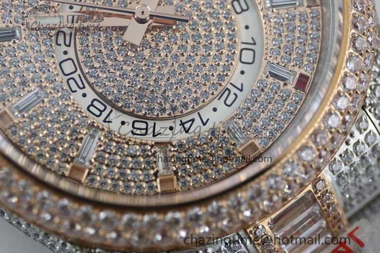 Diamond Skydweller SS RG TWF Best Edition Full Diamond Dial on SS RG Bracelet Asian 23J to 9001