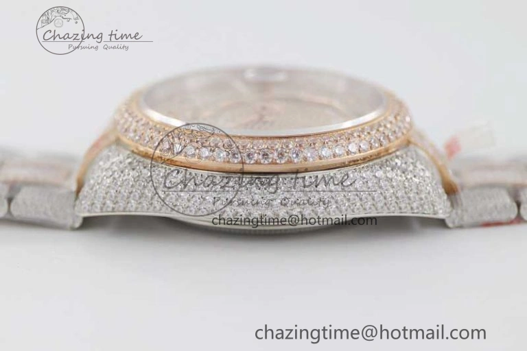 Diamond Skydweller SS RG TWF Best Edition Full Diamond Dial on SS RG Bracelet Asian 23J to 9001