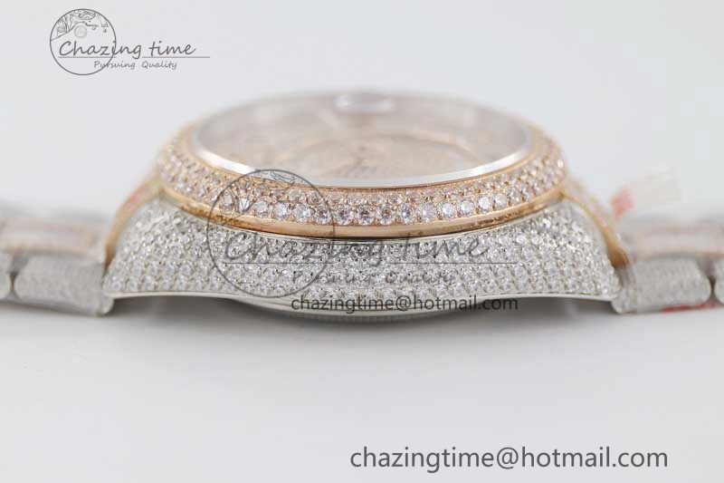 Diamond Skydweller SS RG TWF Best Edition Full Diamond Dial on SS RG Bracelet Asian 23J to 9001