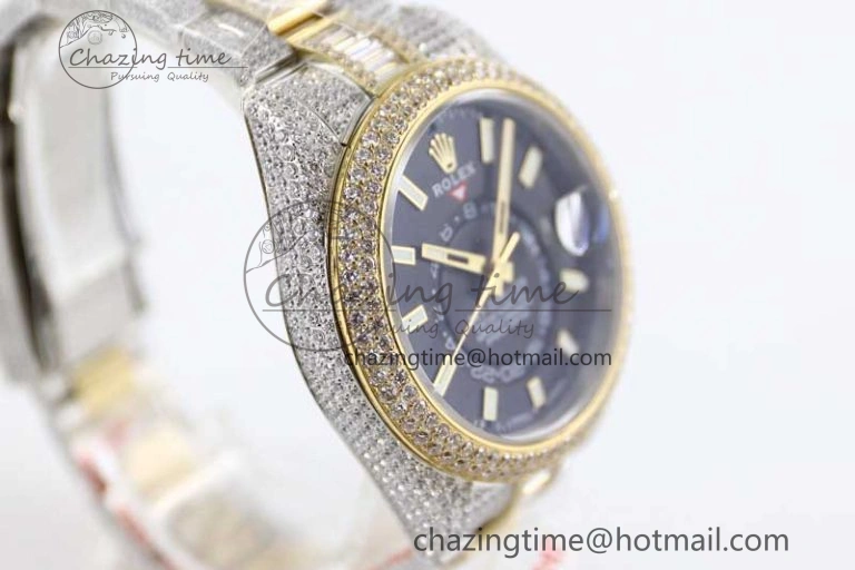 Diamond Skydweller SS YG TWF Best Edition Black Dial on SS YG Bracelet Asian 23J to 9001