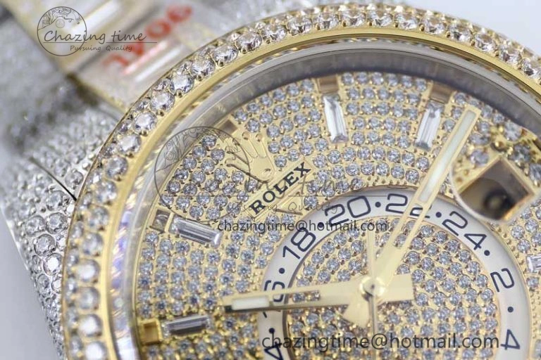 Diamond Skydweller SS YG TWF Best Edition Full Diamond Dial on SS YG Bracelet 23J to 9001