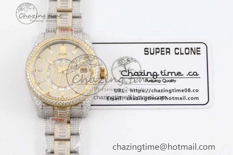Diamond Skydweller SS YG TWF Best Edition Full Diamond Dial on SS YG Bracelet 23J to 9001