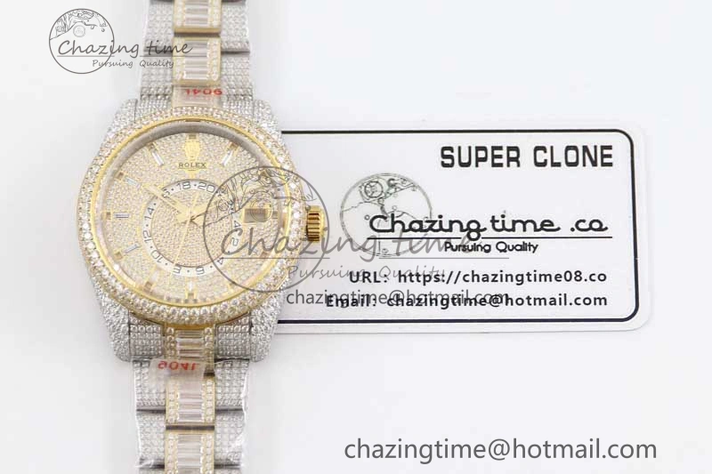 Diamond Skydweller SS YG TWF Best Edition Full Diamond Dial on SS YG Bracelet 23J to 9001