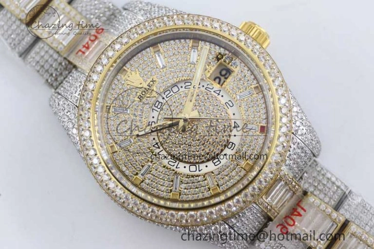 Diamond Skydweller SS YG TWF Best Edition Full Diamond Dial on SS YG Bracelet 23J to 9001