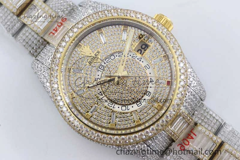Diamond Skydweller SS YG TWF Best Edition Full Diamond Dial on SS YG Bracelet 23J to 9001