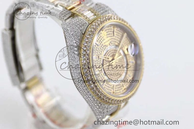 Diamond Skydweller SS YG TWF Best Edition Full Diamond Dial on SS YG Bracelet 23J to 9001