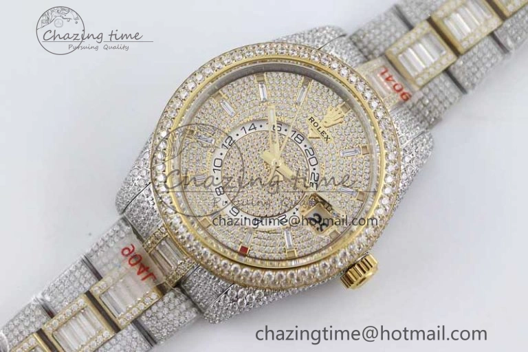 Diamond Skydweller SS YG TWF Best Edition Full Diamond Dial on SS YG Bracelet 23J to 9001