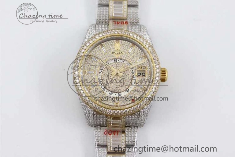 Diamond Skydweller SS YG TWF Best Edition Full Diamond Dial on SS YG Bracelet 23J to 9001