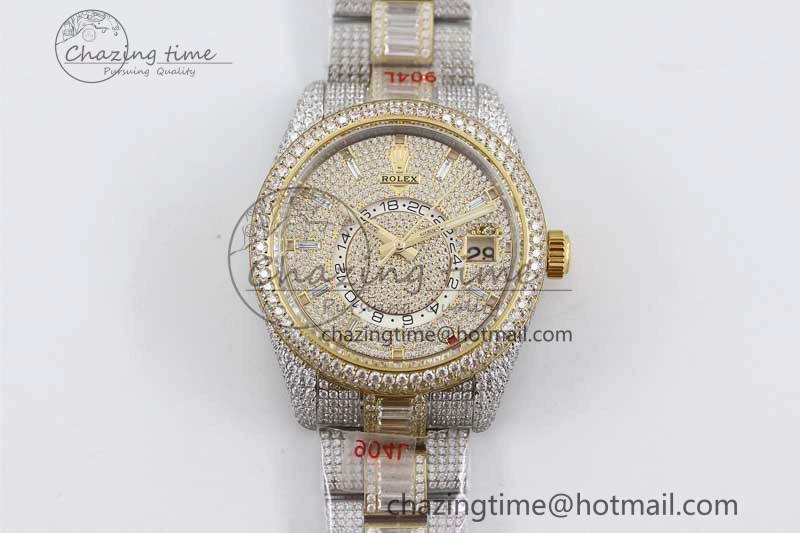 Diamond Skydweller SS YG TWF Best Edition Full Diamond Dial on SS YG Bracelet 23J to 9001