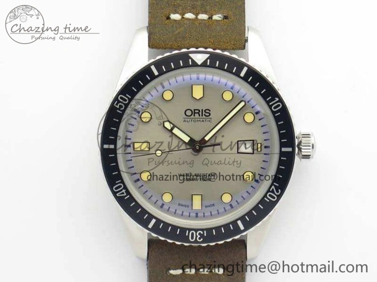 Divers 7720 SS ZZF 1:1 Best Edition Sliver Gray Dial On Brown Leather Strap A2836