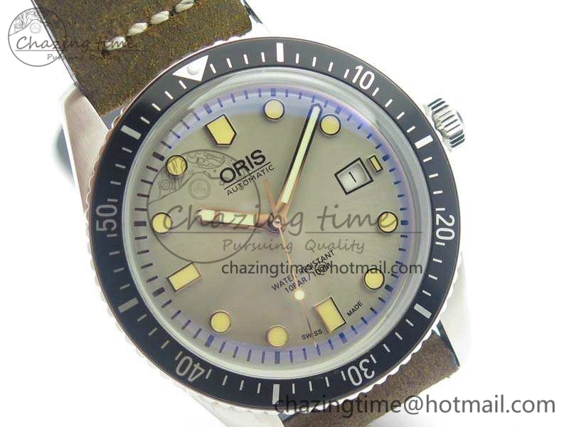 Divers 7720 SS ZZF 1:1 Best Edition Sliver Gray Dial On Brown Leather Strap A2836
