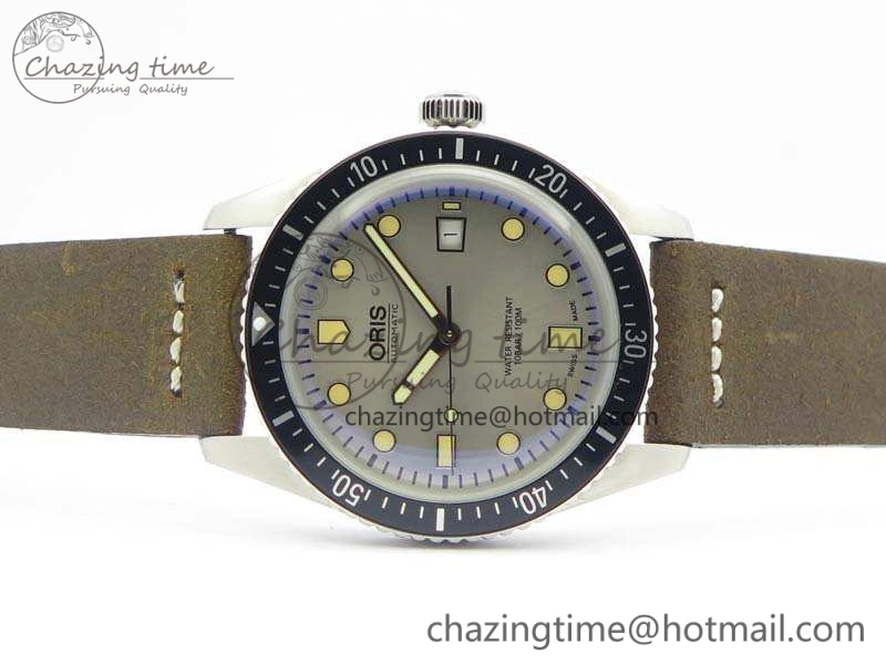 Divers 7720 SS ZZF 1:1 Best Edition Sliver Gray Dial On Brown Leather Strap A2836