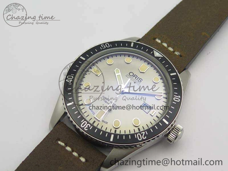 Divers 7720 SS ZZF 1:1 Best Edition Sliver Gray Dial On Brown Leather Strap A2836