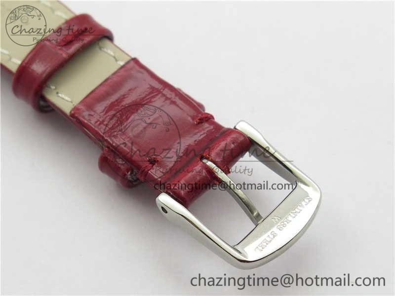 Doloevita SS 5055F 1:1 Best Edition Ivory White Textured Dial On Red Leather Strap Cal.L178.2