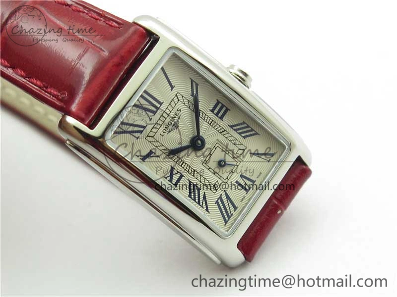 Doloevita SS 5055F 1:1 Best Edition Ivory White Textured Dial On Red Leather Strap Cal.L178.2