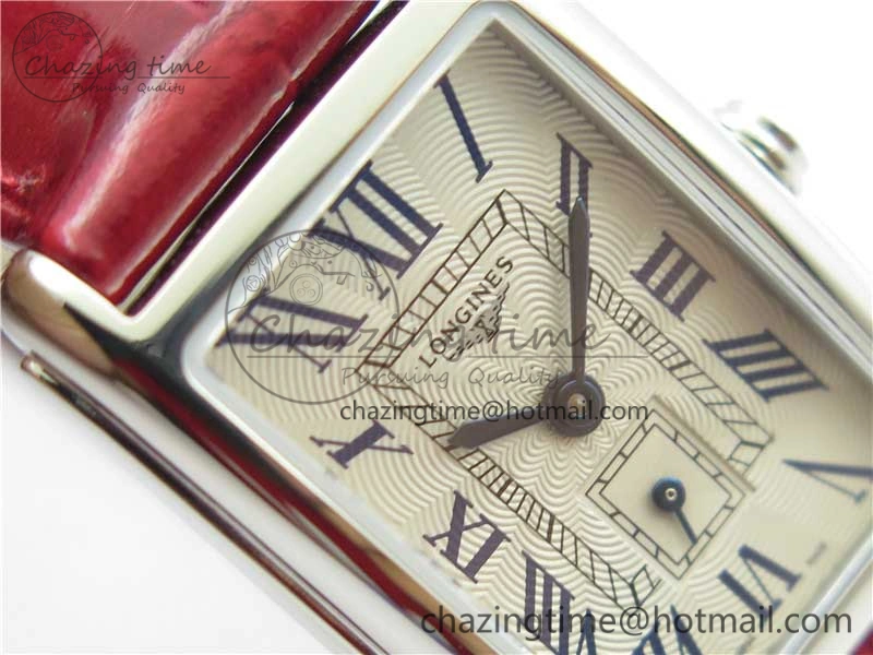 Doloevita SS 5055F 1:1 Best Edition Ivory White Textured Dial On Red Leather Strap Cal.L178.2