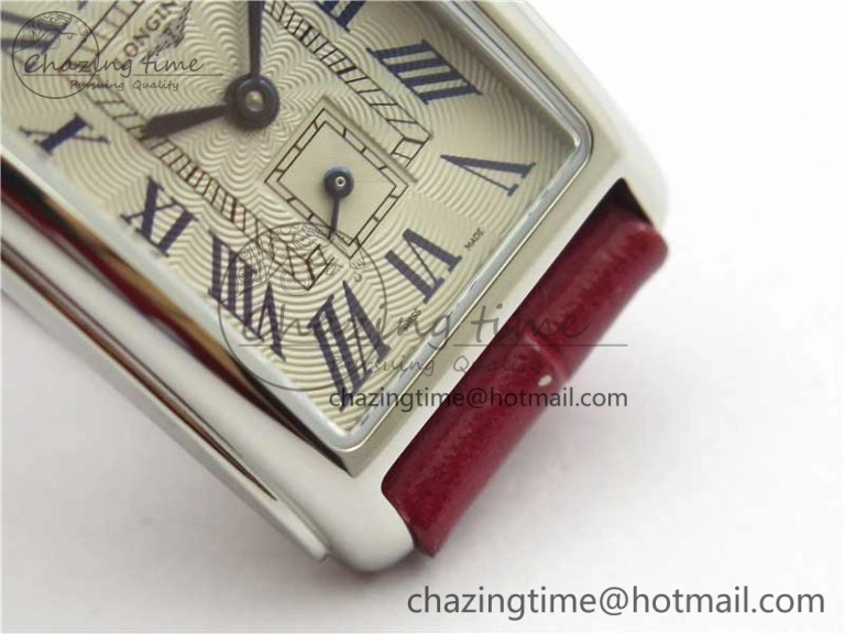 Doloevita SS 5055F 1:1 Best Edition Ivory White Textured Dial On Red Leather Strap Cal.L178.2