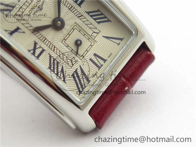 Doloevita SS 5055F 1:1 Best Edition Ivory White Textured Dial On Red Leather Strap Cal.L178.2