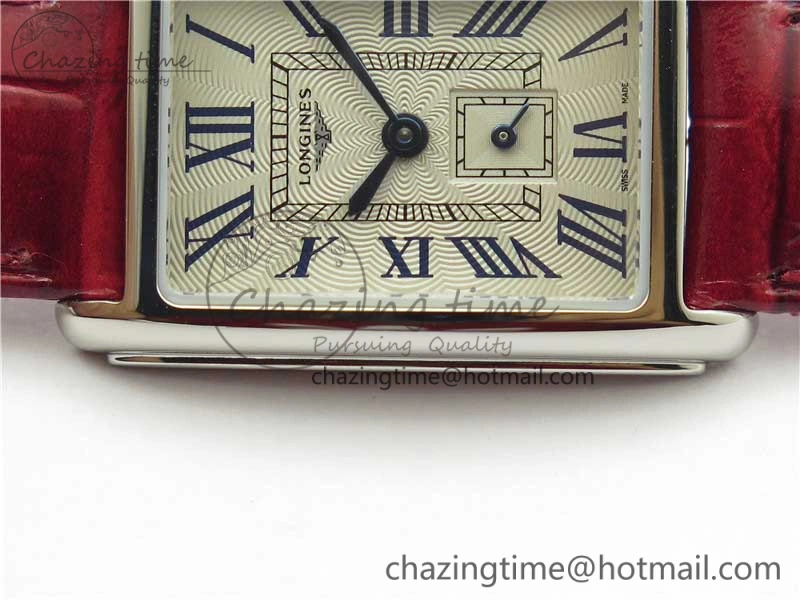 Doloevita SS 5055F 1:1 Best Edition Ivory White Textured Dial On Red Leather Strap Cal.L178.2