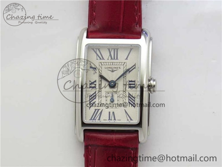 Doloevita SS 5055F 1:1 Best Edition Ivory White Textured Dial On Red Leather Strap Cal.L178.2