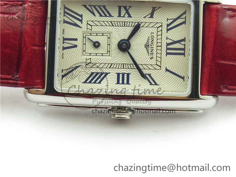 Doloevita SS 5055F 1:1 Best Edition Ivory White Textured Dial On Red Leather Strap Cal.L178.2