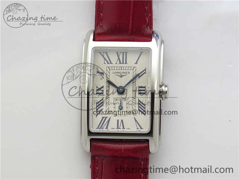 Doloevita SS 5055F 1:1 Best Edition Ivory White Textured Dial On Red Leather Strap Cal.L178.2