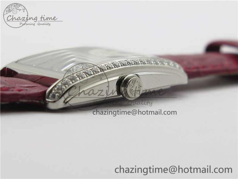 Doloevita SS Crystal Bezel 5055F 1:1 Best Edition Ivory White Textured Dial On Red Leather Strap Cal.L178.2