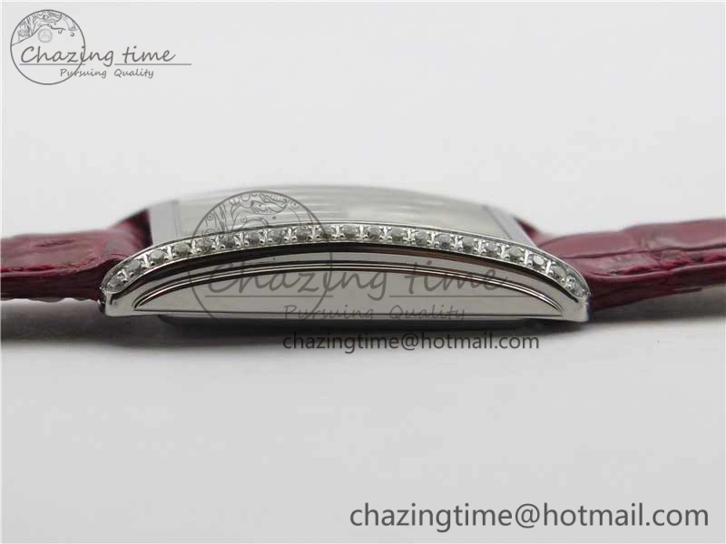 Doloevita SS Crystal Bezel 5055F 1:1 Best Edition Ivory White Textured Dial On Red Leather Strap Cal.L178.2