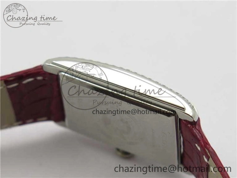 Doloevita SS Crystal Bezel 5055F 1:1 Best Edition Ivory White Textured Dial On Red Leather Strap Cal.L178.2