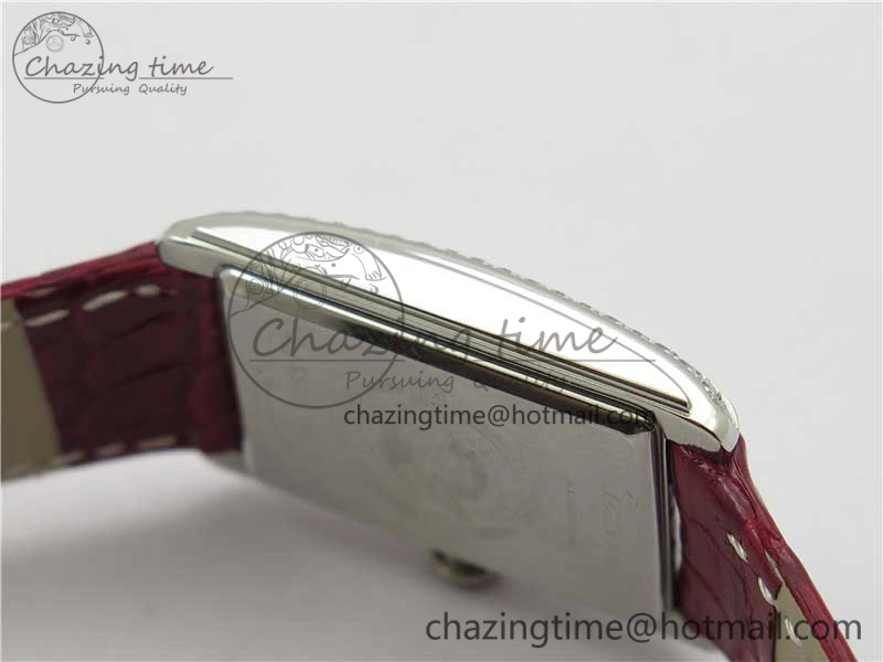 Doloevita SS Crystal Bezel 5055F 1:1 Best Edition Ivory White Textured Dial On Red Leather Strap Cal.L178.2