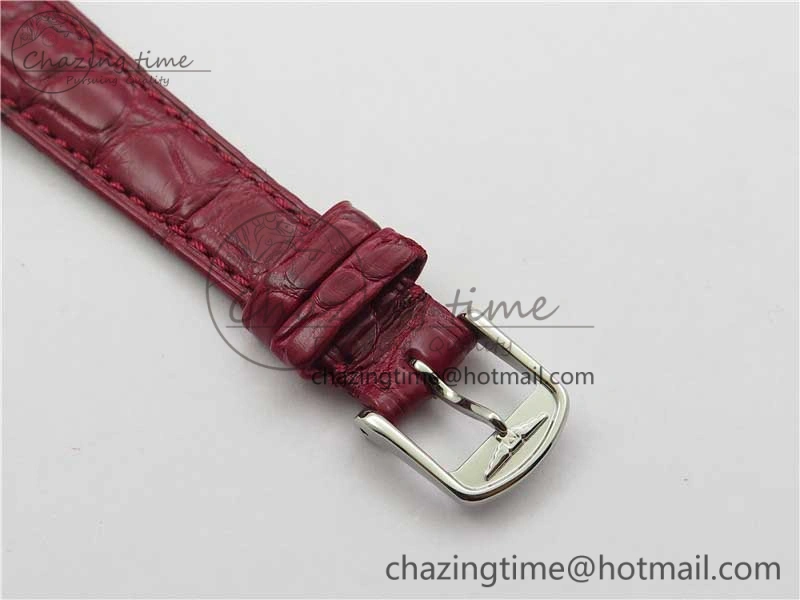 Doloevita SS Crystal Bezel 5055F 1:1 Best Edition Ivory White Textured Dial On Red Leather Strap Cal.L178.2