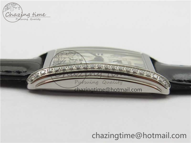 Doloevita SS Crystal Bezel 8848F 1:1 Best Edition Ivory White Textured Dial On Black Leather Strap Cal.L178.2