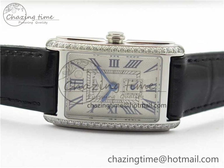 Doloevita SS Crystal Bezel 8848F 1:1 Best Edition Ivory White Textured Dial On Black Leather Strap Cal.L178.2