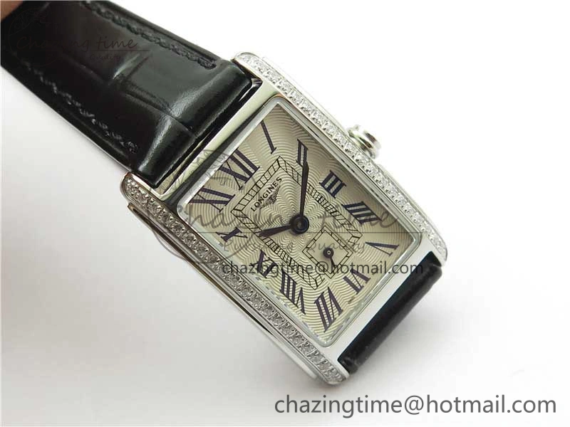 Doloevita SS Crystal Bezel 8848F 1:1 Best Edition Ivory White Textured Dial On Black Leather Strap Cal.L178.2