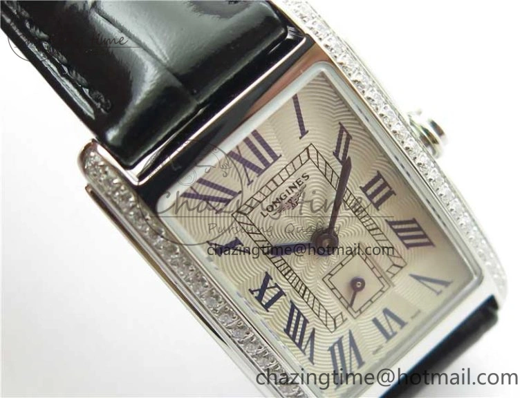 Doloevita SS Crystal Bezel 8848F 1:1 Best Edition Ivory White Textured Dial On Black Leather Strap Cal.L178.2