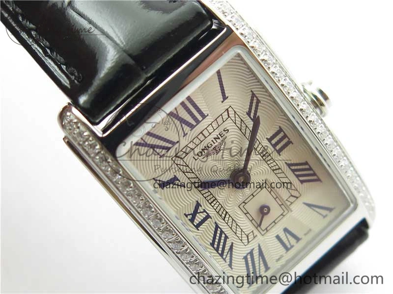 Doloevita SS Crystal Bezel 8848F 1:1 Best Edition Ivory White Textured Dial On Black Leather Strap Cal.L178.2