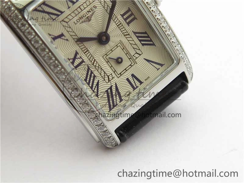 Doloevita SS Crystal Bezel 8848F 1:1 Best Edition Ivory White Textured Dial On Black Leather Strap Cal.L178.2