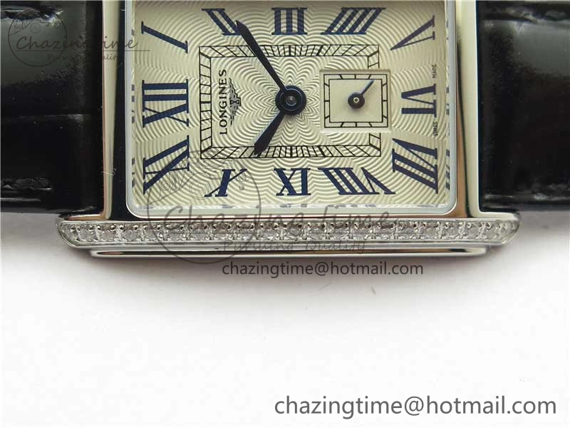 Doloevita SS Crystal Bezel 8848F 1:1 Best Edition Ivory White Textured Dial On Black Leather Strap Cal.L178.2